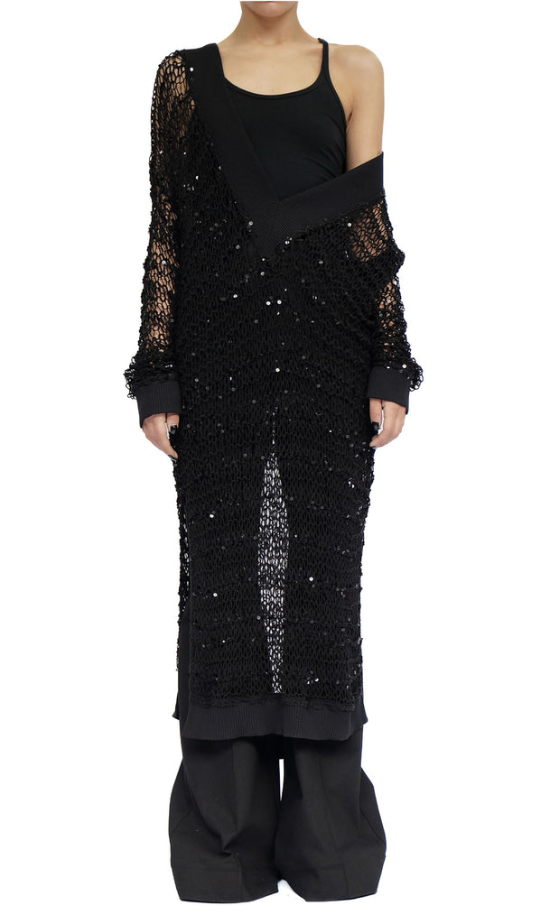 Knitted Cotton Sequin Midi V-neck Dress Knitted Cotton Sequin Midi V-neck Dress