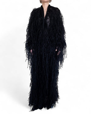 Knitted Long Coat/Cardigan with Fringes by David's Road 