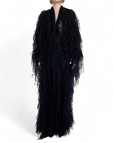 Knitted Long Coat/Cardigan with Fringes by David's Road 