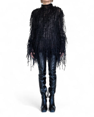 Knitted Turtleneck with Fringes by David's Road 