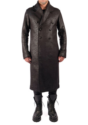 Leather Effect Double Breasted Coat by David's Road 