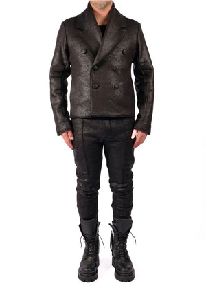 Leather Effect Double Breasted Jacket by David's Road 