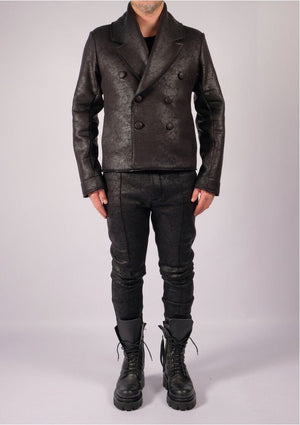 Leather Effect Double Breasted Jacket by David's Road 