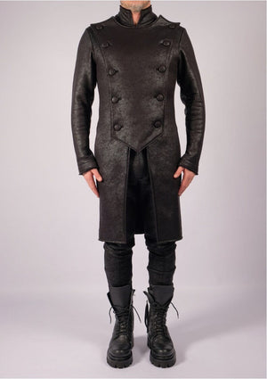 Leather Effect Military Coat by David's Road 