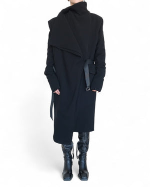 Long Georgette Padded Jacket with Belt by David's Road 