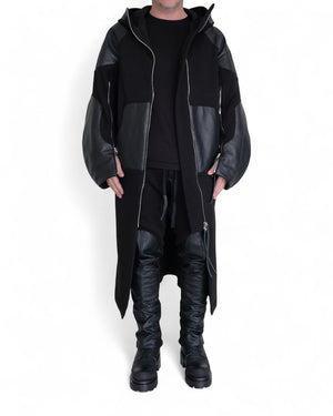 Long Sweatshirt Zip Jacket with Leather by David's Road 