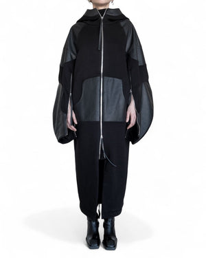 Long Sweatshirt Zip Jacket with Leather by David's Road 