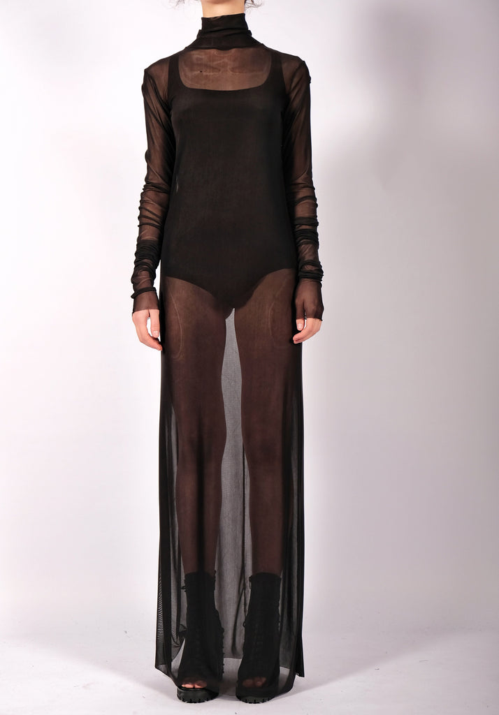 Maxi Mesh Turtleneck Dress L Maxi Mesh Turtleneck Dress L