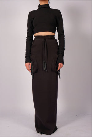 Maxi Sweatshirt Skirt with Pockets by David's Road 