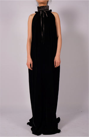 Maxi Velvet Dress with Neck Detail by David's Road 