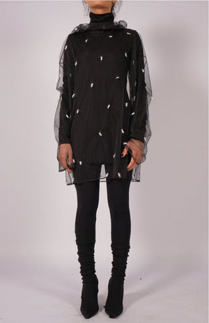 Mesh Polka-Dots Hoodie by David's Road 