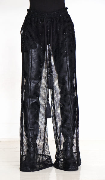 Mesh Sequin Wide Trousers by David's Road 