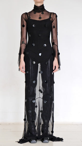 Mesh Turtleneck Maxi with Applications by David's Road 