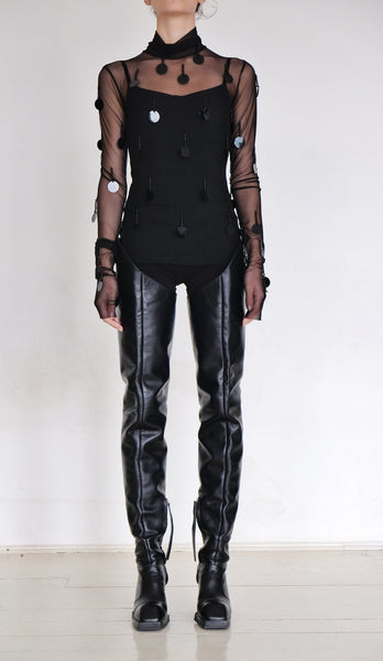 Mesh Turtleneck with Applications by David's Road 