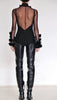 Mesh Turtleneck with Flower Applications by David's Road 
