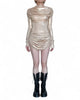 Mini Stretch Gold Draping Dress by David's Road 
