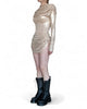 Mini Stretch Gold Draping Dress by David's Road 