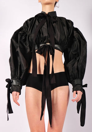 Raincoat Crop Top Jacket with Exaggerated Sleeves by David's Road 