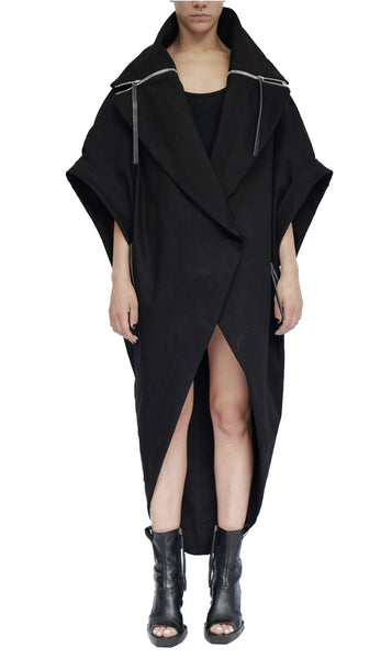 Round Denim Coat with Zippers by David's Road 