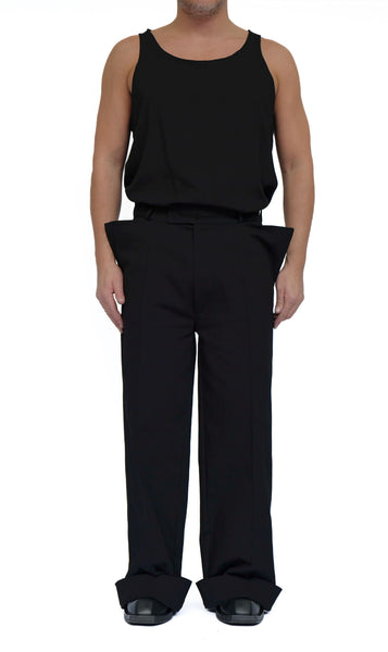 Stretch Denim Wide Trousers by David's Road 