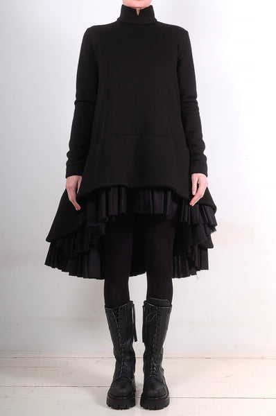 Sweatshirt Dress with Black Ruffles by David's Road 