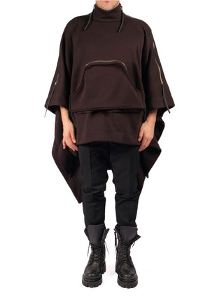 Sweatshirt Poncho with Zippers by David's Road 