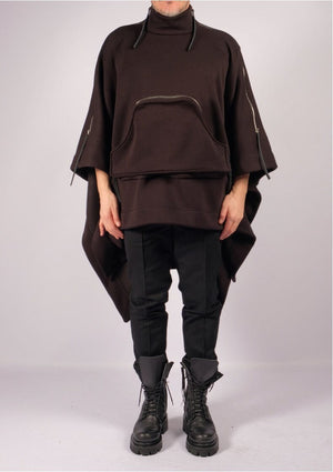 Sweatshirt Poncho with Zippers by David's Road 