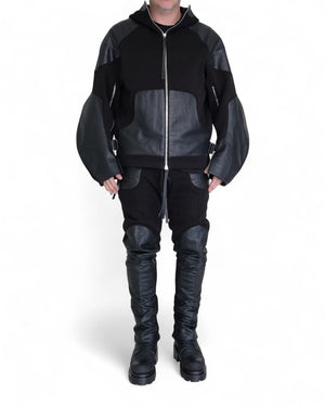 Sweatshirt Zip Hoodie with Leather by David's Road 