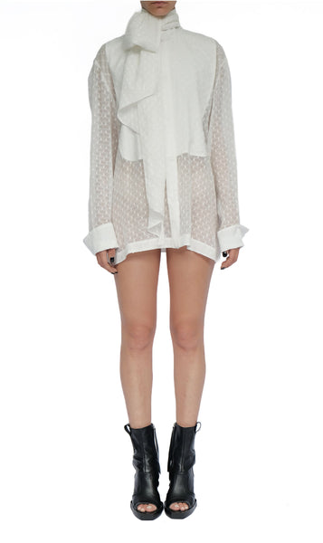 Swiss Dot Off White Shirt by David's Road 