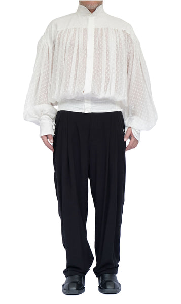 Swiss Dot Shirt with Waist Detail by David's Road 