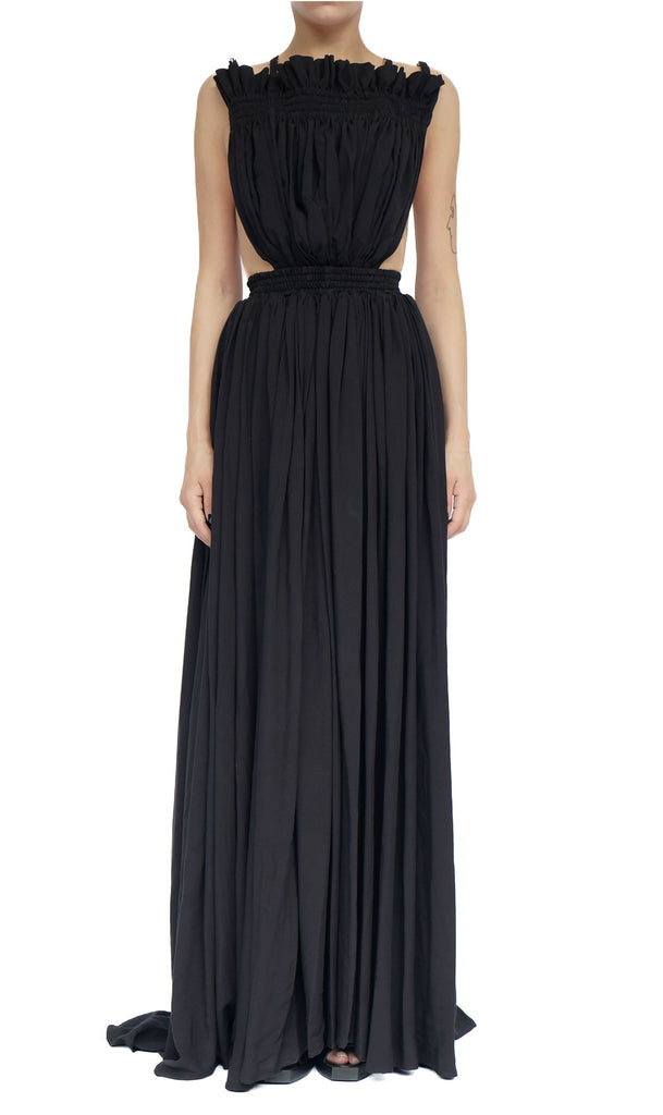 Washed Cotton Maxi Apron Dress M Washed Cotton Maxi Apron Dress M
