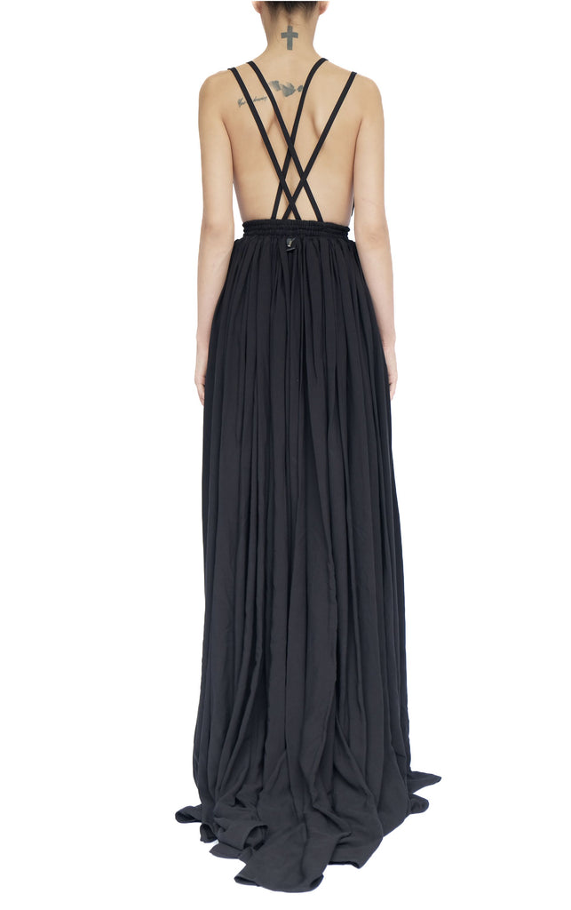 Washed Cotton Maxi Apron Dress M Washed Cotton Maxi Apron Dress M