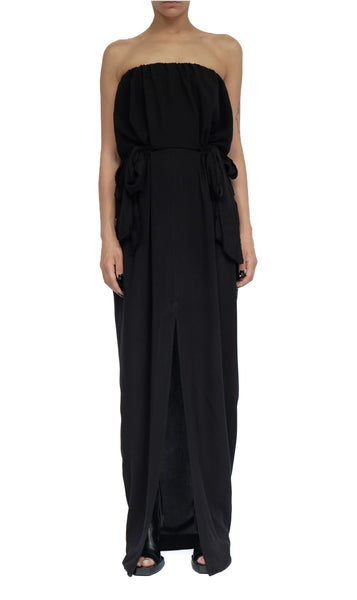 Washed Cotton Maxi Dress with Bows by David's Road 
