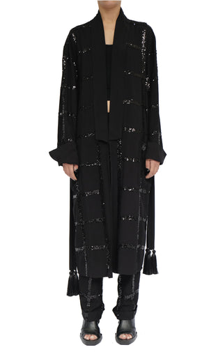 Washed Cotton Sequin Midi Robe/Cardigan by David's Road 