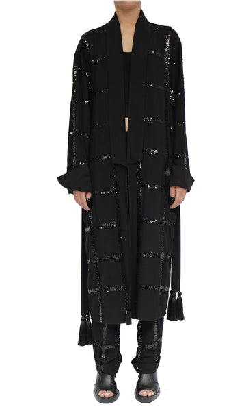 Washed Cotton Sequin Midi Robe/Cardigan by David's Road 