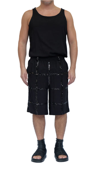 Washed Cotton Sequins Shorts by David's Road 