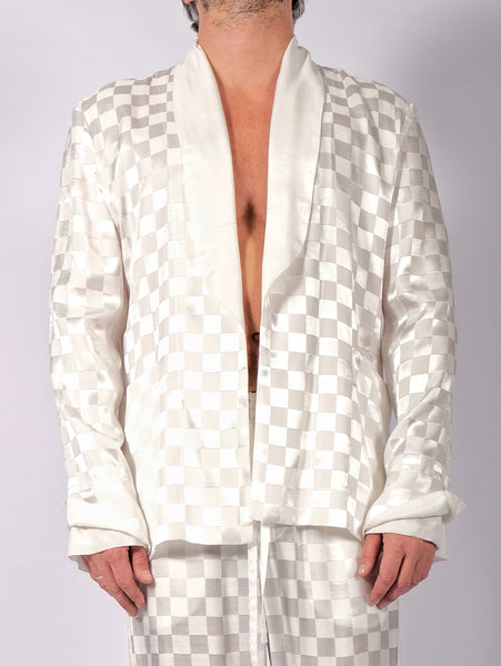 White Checkered Blazer by David's Road 