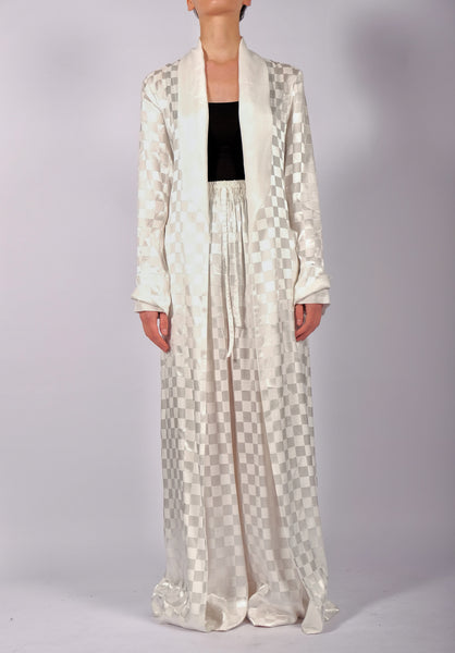 White Checkered Robe Maxi by David's Road 