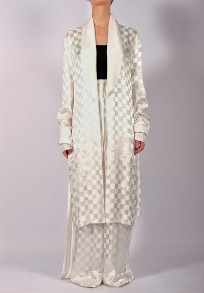 White Checkered Robe Midi by David's Road 