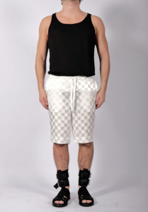 White Checkered Shorts by David's Road 