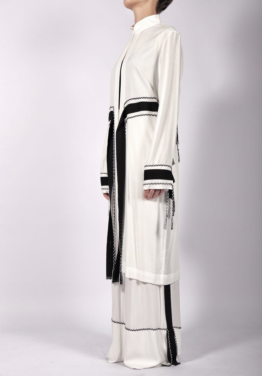 White Midi Washed Cotton Robe – David's Road US