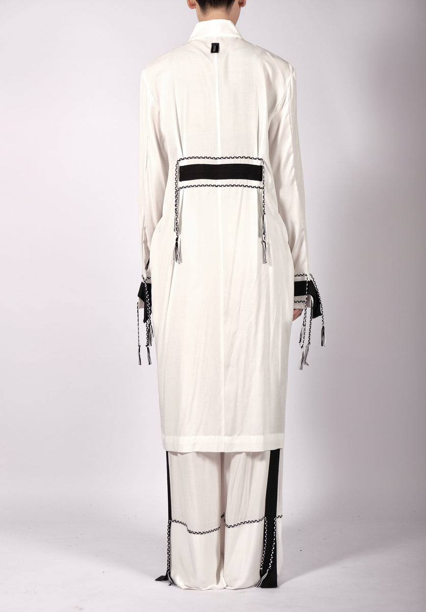 White Midi Washed Cotton Robe – David's Road US