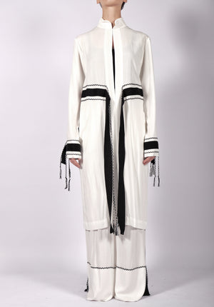 White Midi Washed Cotton Robe by David's Road 