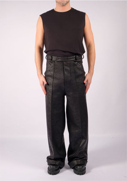 Wide Leather Effect Trousers by David's Road 