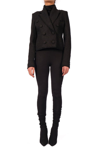 Wool Cropped Double Breasted Jacket by David's Road 