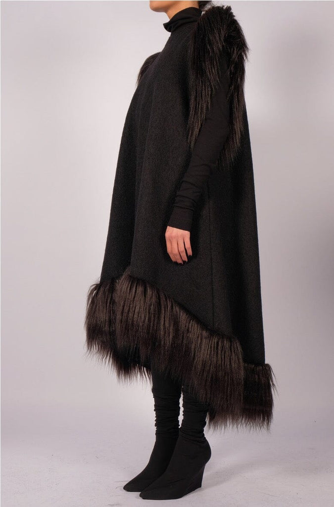 Wool Midi Dress with Faux Fur David's Road US Wool Midi Dress with Faux Fur David's Road US