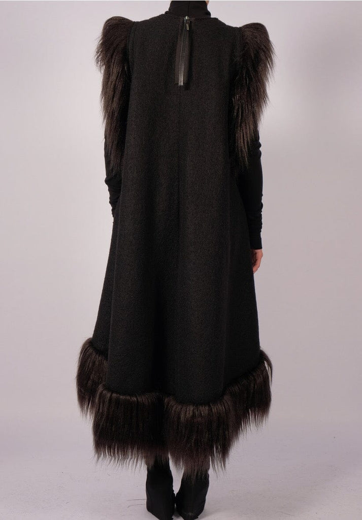 Wool Midi Dress with Faux Fur David's Road US Wool Midi Dress with Faux Fur David's Road US