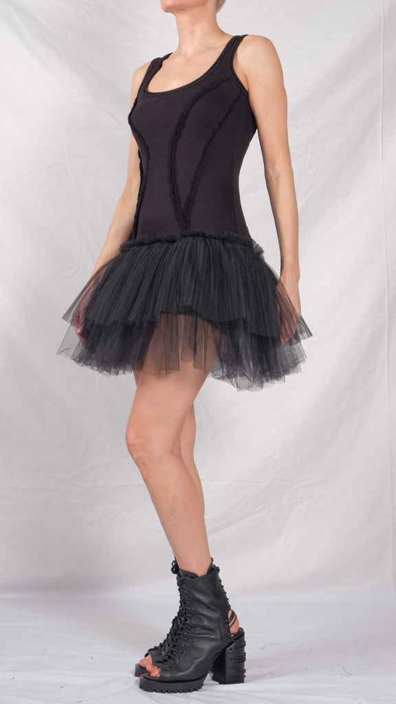 Cotton Mini Dress with Tulle Tutu David's Road US Cotton Mini Dress with Tulle Tutu David's Road US