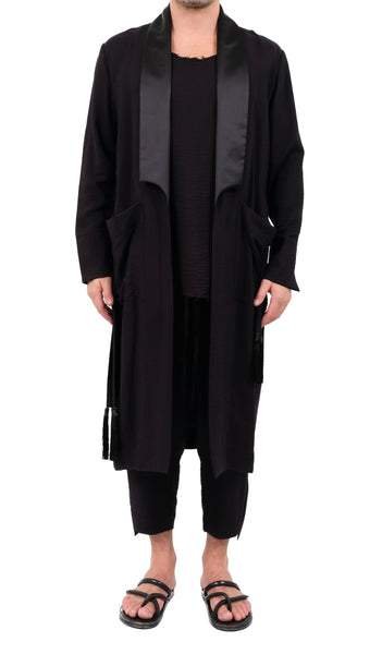 Creased Cotton Tuxedo Robe by David's Road 