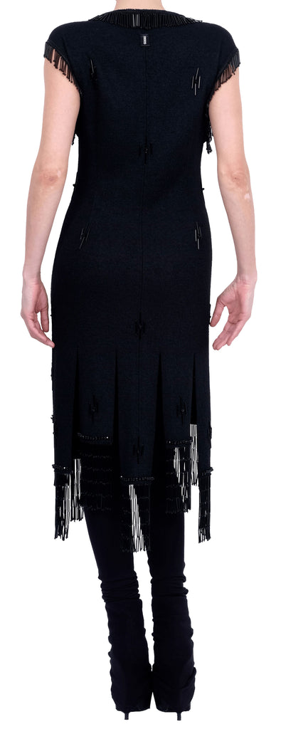 Dress with Glass Beaded Fringe David's Road US Dress with Glass Beaded Fringe David's Road US